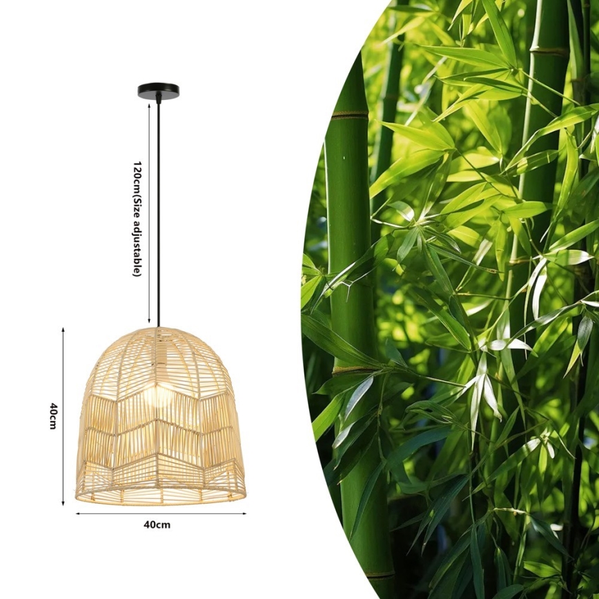 Lustr na lanku PELO 1xE27/40W/230V pr. 40 cm ratan