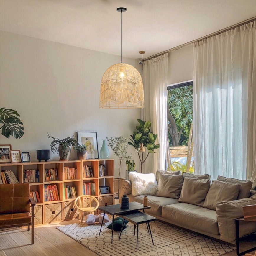 Lustr na lanku PELO 1xE27/40W/230V pr. 50 cm ratan