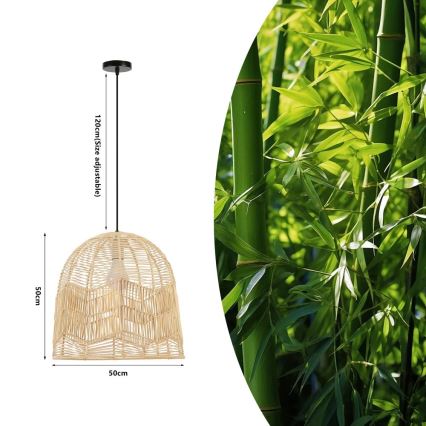 Lustr na lanku PELO 1xE27/40W/230V pr. 50 cm ratan