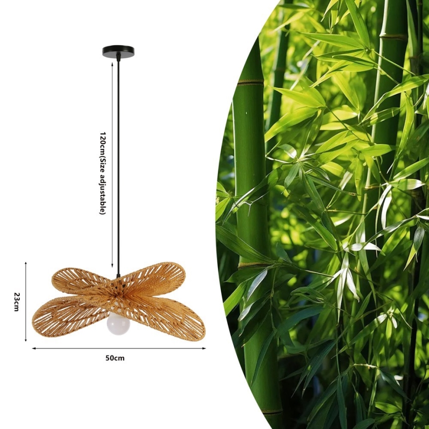 Lustr na lanku MARIPOSA 1xE27/40W/230V pr. 50 cm juta
