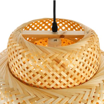 Lustr na lanku HILO 1xE27/40W/230V pr. 38 cm bambus