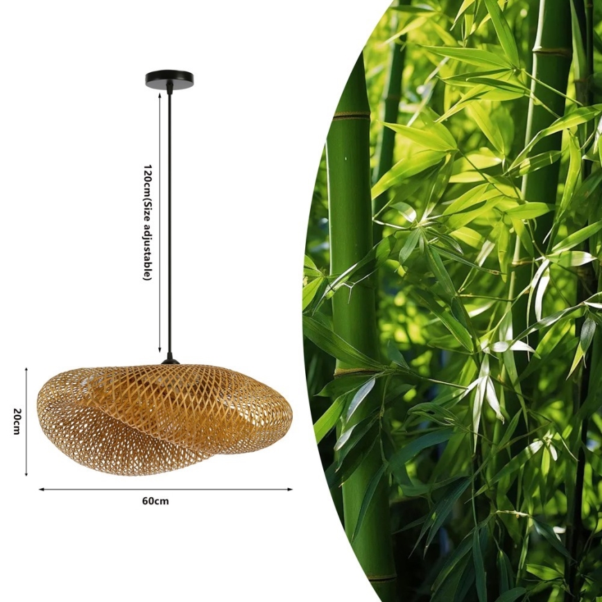 Lustr na lanku HILO 1xE27/40W/230V pr. 60 cm bambus