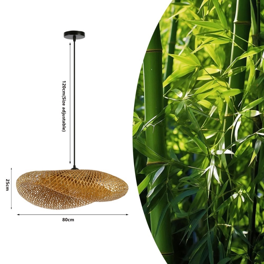 Lustr na lanku HILO 1xE27/40W/230V pr. 80 cm bambus