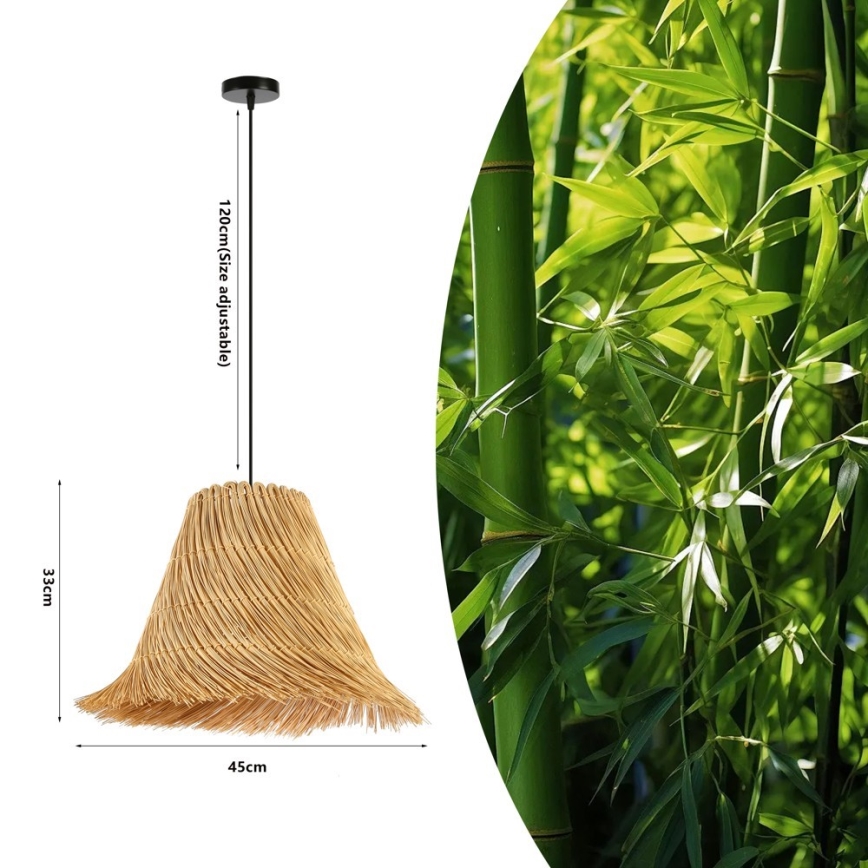 Lustr na lanku NATURALEZA 1xE27/40W/230V pr. 45 cm ratan