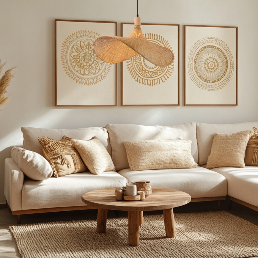 Immax 08289L - Lustr na lanku SOMBRERO 1xE27/40W/230V pr. 70 cm ratan