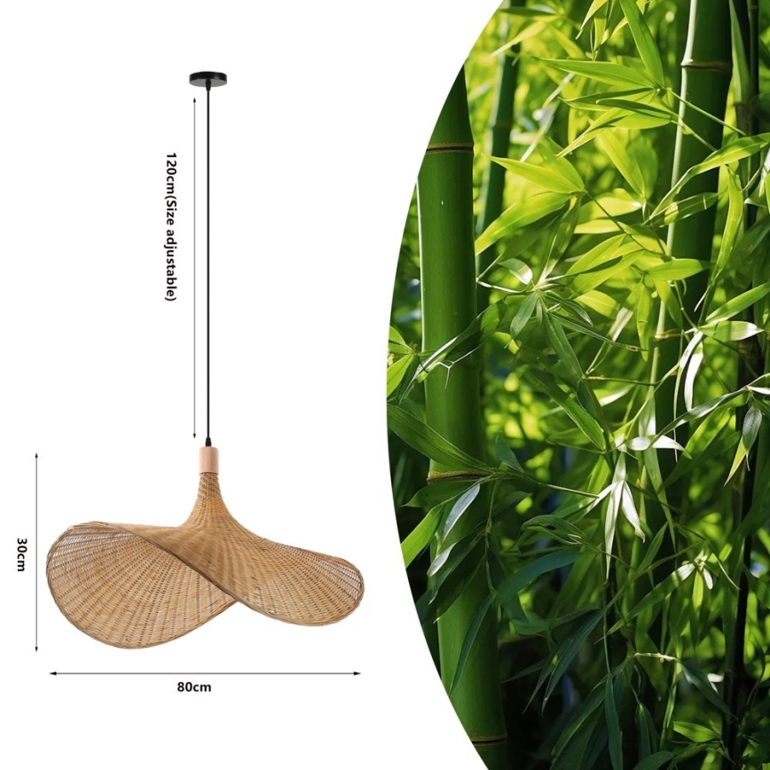 Immax 08290L - Lustr na lanku SOMBRERO 1xE27/40W/230V pr. 80 cm ratan