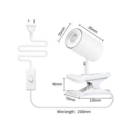 Lampa s klipem PUNTO 1xGU10/9W/230V bílá