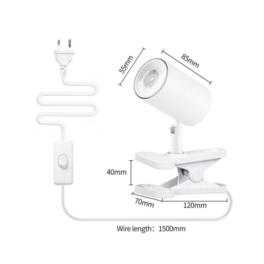 Lampa s klipem PUNTO 1xGU10/9W/230V bílá