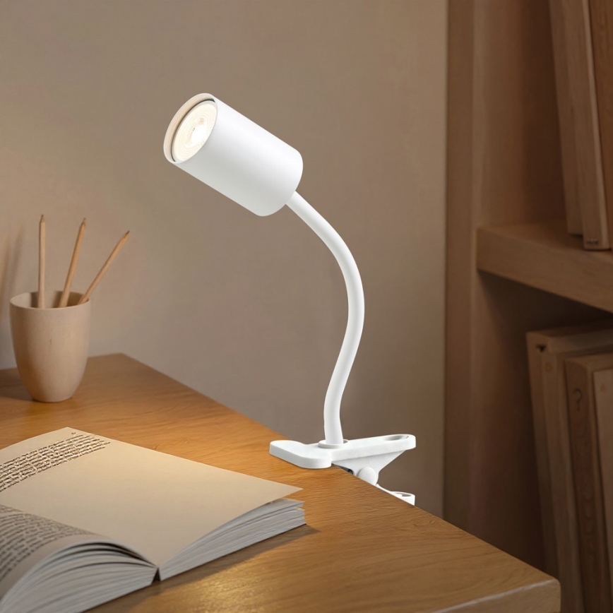 Flexibilní lampa s klipem PUNTO 1xGU10/9W/230V bílá