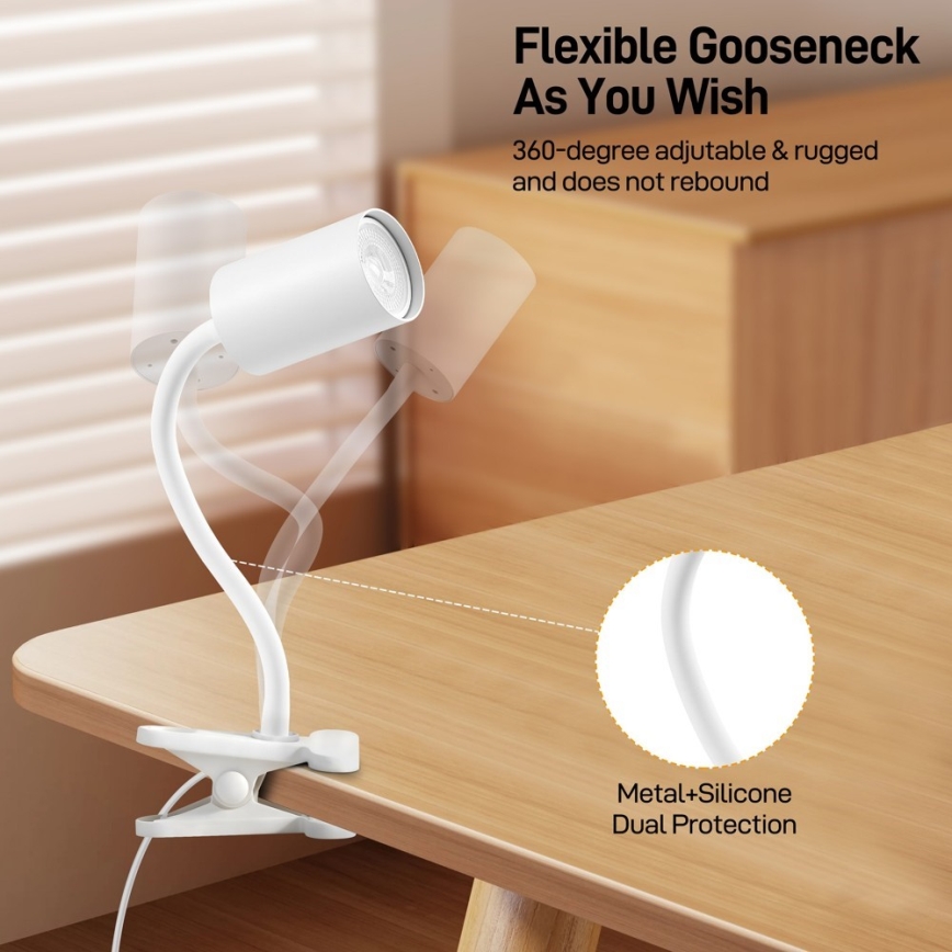 Flexibilní lampa s klipem PUNTO 1xGU10/9W/230V bílá