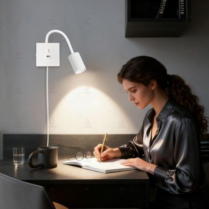 Nástěnná lampa s USB PUNTO 1xGU10/9W/230V bílá
