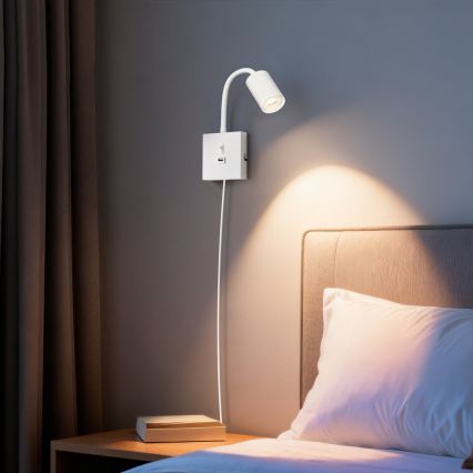 Nástěnná lampa s USB PUNTO 1xGU10/9W/230V bílá