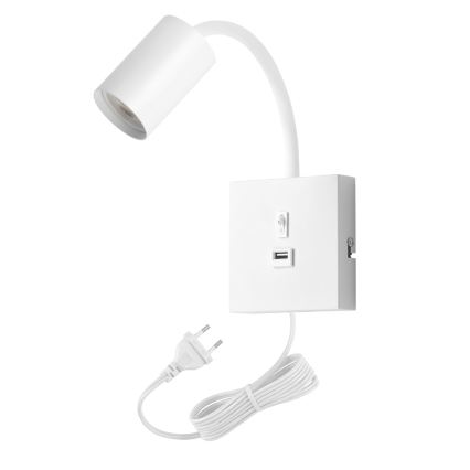 Nástěnná lampa s USB PUNTO 1xGU10/9W/230V bílá