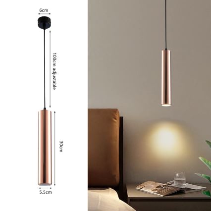 Lustr na lanku PUNTO 1xGU10/9W/230V rose gold