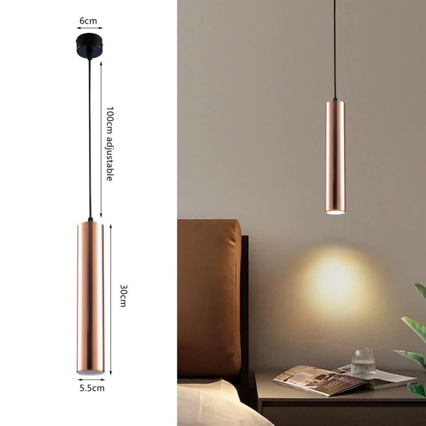 Lustr na lanku PUNTO 1xGU10/9W/230V rose gold
