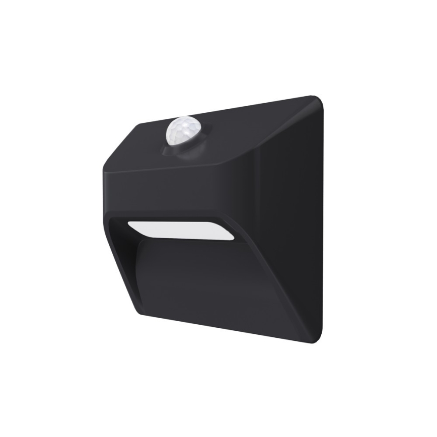 LED Nabíjecí schodišťové svítidlo se senzorem pohybu a soumraku STEP LIGHT LED/0,3W/3,7V 2200 mAh IP53 černá