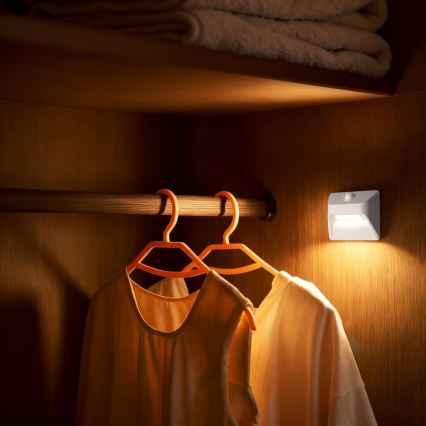 LED Nabíjecí schodišťové svítidlo se senzorem pohybu a soumraku STEP LIGHT LED/0,3W/3,7V 2200 mAh IP53 bílá
