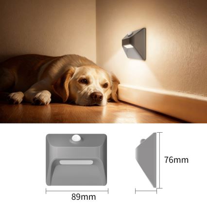 Immax 08309L - LED Nabíjecí schodišťové svítidlo se senzorem STEP LIGHT LED/0,3W/3,7V 2200 mAh IP53 šedá