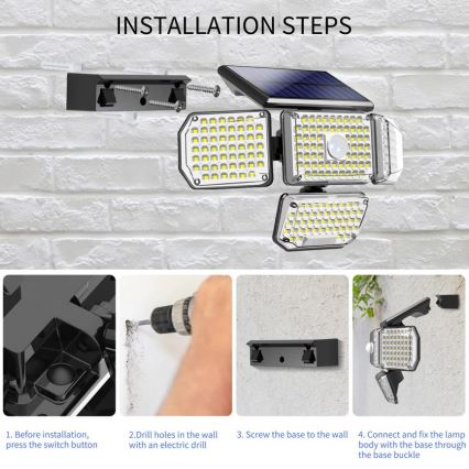 LED Solární nástěnné svítidlo se senzorem LED/5W/5,5V IP65 2400 mAh