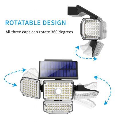 LED Solární nástěnné svítidlo se senzorem LED/5W/5,5V IP65 2400 mAh