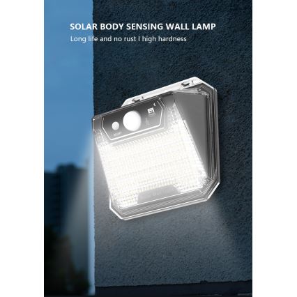 LED Solární nástěnné svítidlo se senzorem LED/3W/5,5V IP65 1200 mAh