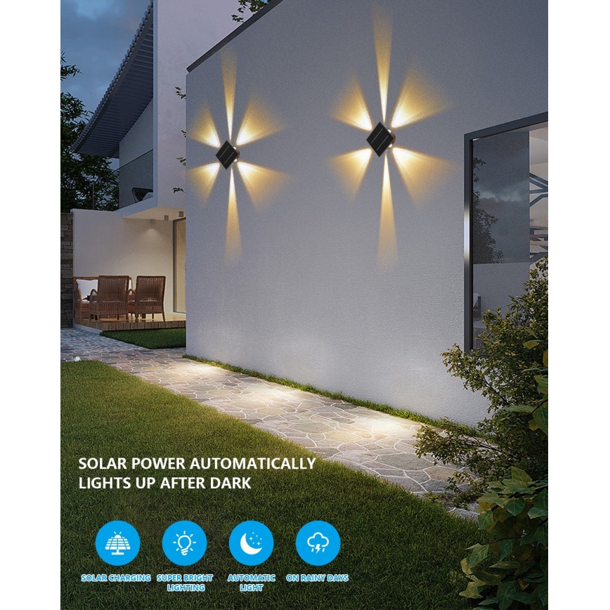 LED Solární nástěnné svítidlo se senzorem LED/2W/5V IP54 1300 mAh