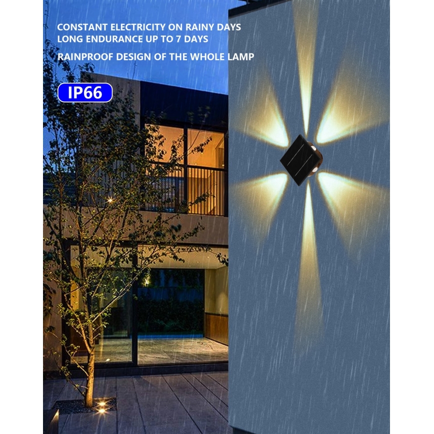 LED Solární nástěnné svítidlo se senzorem LED/2W/5V IP54 1300 mAh