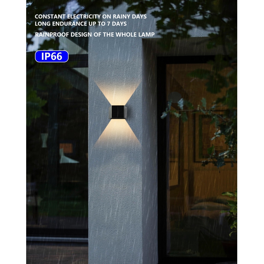 LED Solární nástěnné svítidlo se senzorem LED/2W/5V IP54 1300 mAh