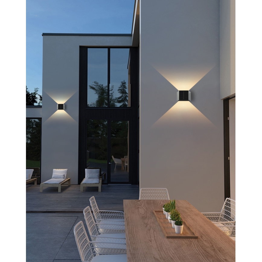 LED Solární nástěnné svítidlo se senzorem LED/2W/5V IP54 1300 mAh