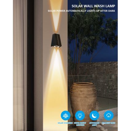 LED Solární nástěnné svítidlo se senzorem LED/2W/5V IP54 1300 mAh