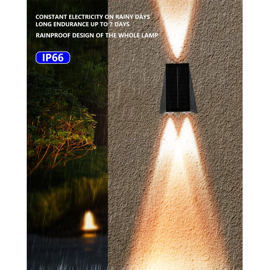 LED Solární nástěnné svítidlo se senzorem LED/2W/5V IP54 1300 mAh