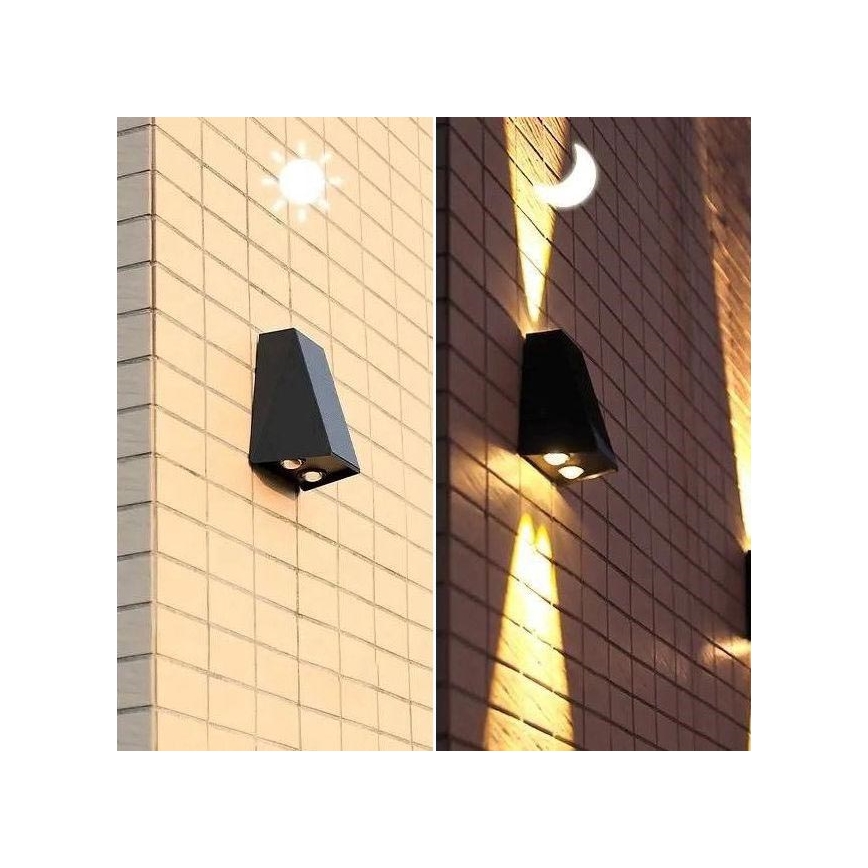LED Solární nástěnné svítidlo se senzorem LED/2W/5V IP54 1300 mAh