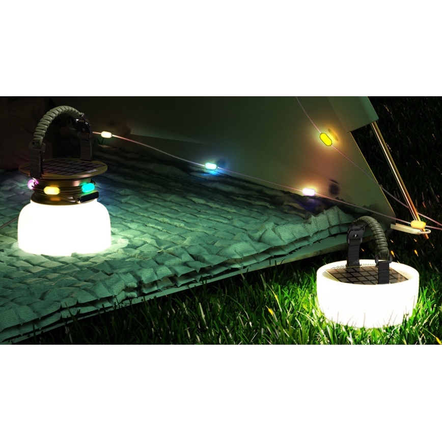 LED RGB Přenosná solární nabíjecí lampa s LED řetězem LED/10W/5V 3600 mAh IP65 3600 mAh