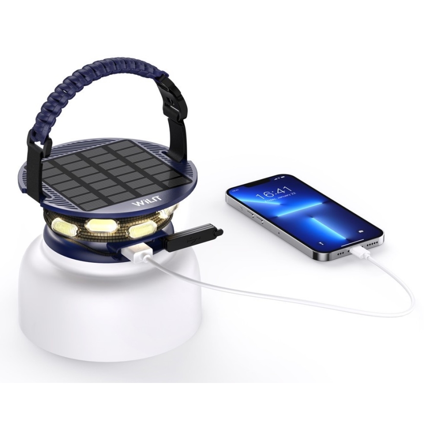 LED RGB Přenosná solární nabíjecí lampa s LED řetězem LED/10W/5V 3600 mAh IP65 3600 mAh