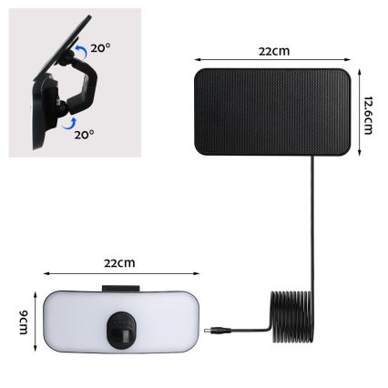LED Solární nástěnné svítidlo se senzorem LED/13W/3,7V 4000K IP65 400 mAh
