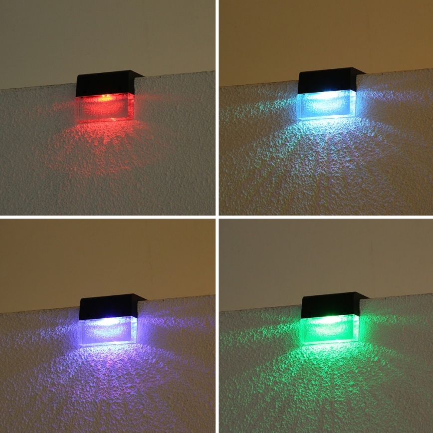 SADA 2x LED RGB Solární nástěnné svítidlo LED/1W/1,2V 3500K IP65 600 mAh