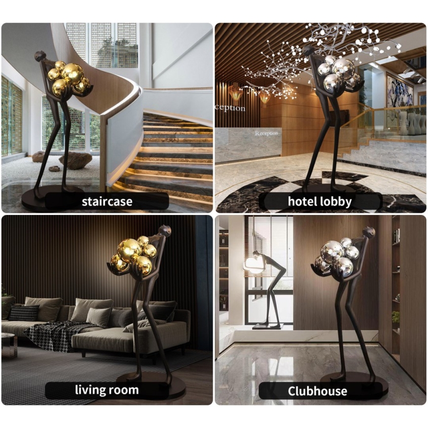 Stojací lampa SILUETTE 6xE27/25W/230V 180 cm Human Ball
