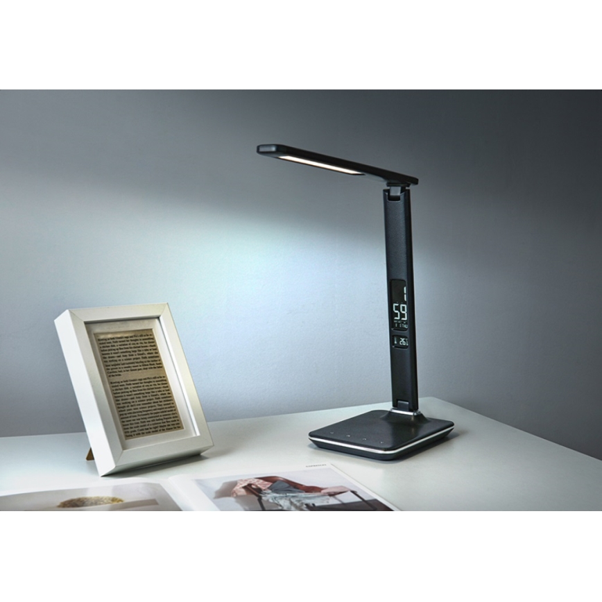 LED Stmívatelná stolní lampa s displejem LED/9W/230V/12V černá