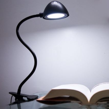 LED Stolní lampa s klipem LED/3W/230V/5V černá