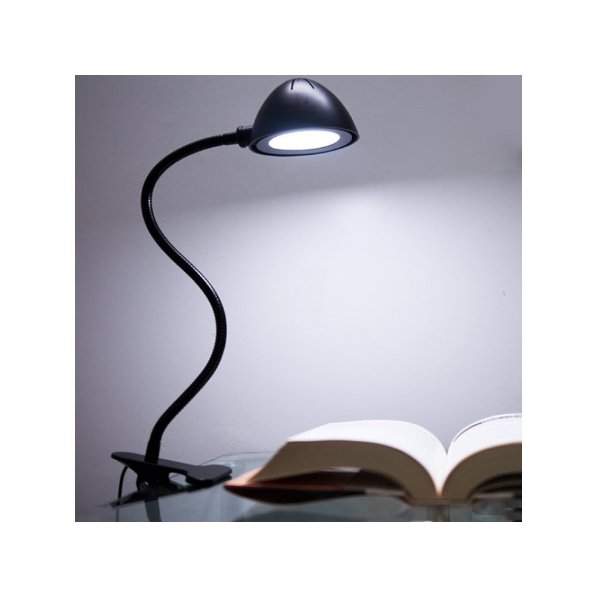 LED Stolní lampa s klipem LED/3W/230V/5V černá
