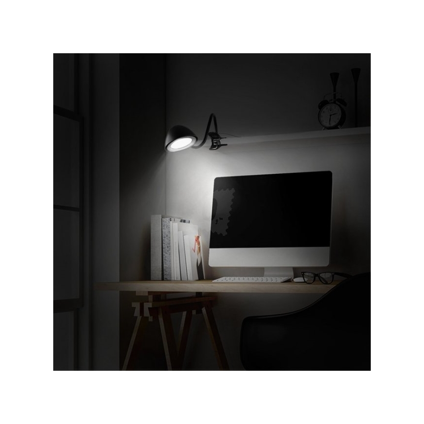 LED Stolní lampa s klipem LED/3W/230V/5V černá