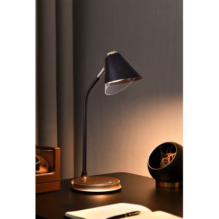 LED Stmívatelná stolní lampa s bezdrátovým nabíjením FINCH LED/9W/12/230V hnědá/zlatá