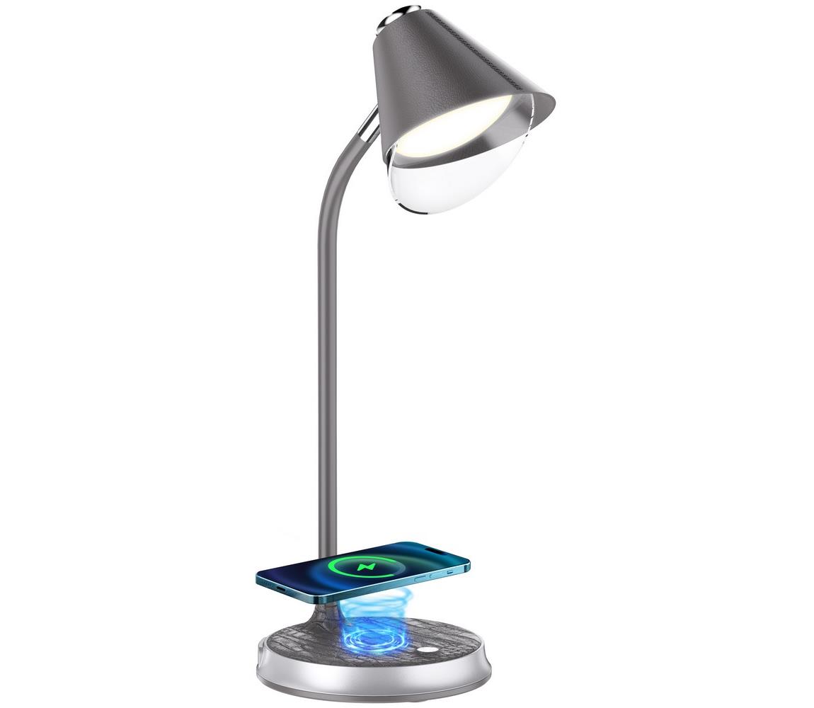   08972L - LED Stmívatelná stolní lampa FINCH LED/9W/12/230V šedá/chrom 
