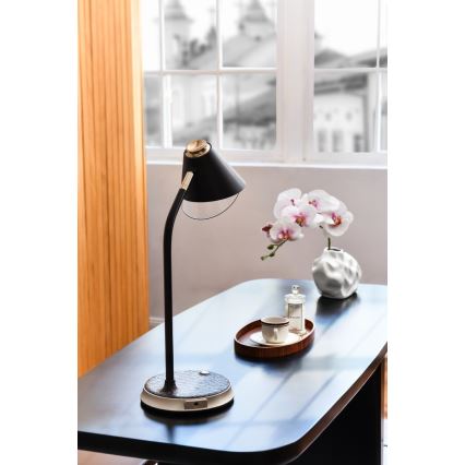 LED Stmívatelná stolní lampa s bezdrátovým nabíjením FINCH LED/9W/12/230V šedá/lesklý chrom