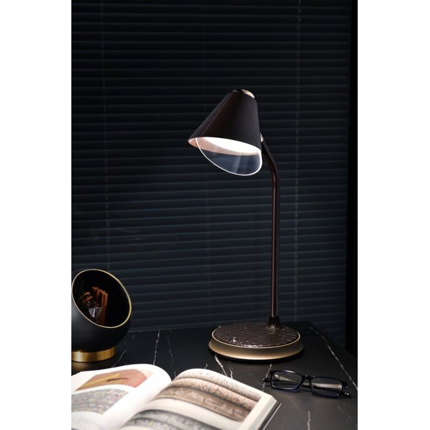 LED Stmívatelná stolní lampa s bezdrátovým nabíjením FINCH LED/9W/12/230V šedá/lesklý chrom