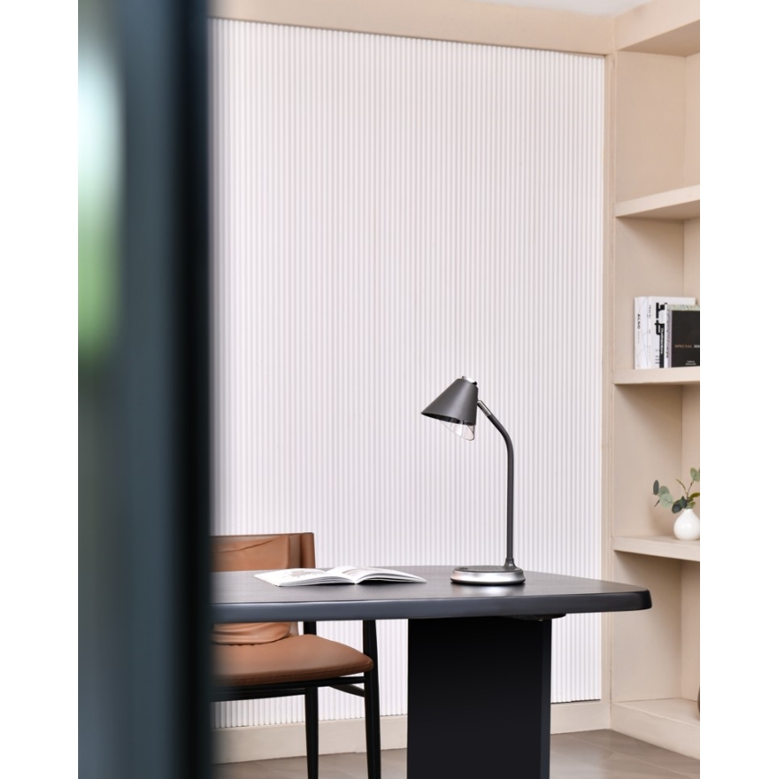 LED Stmívatelná stolní lampa s bezdrátovým nabíjením FINCH LED/9W/12/230V šedá/lesklý chrom