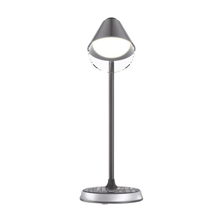 LED Stmívatelná stolní lampa s bezdrátovým nabíjením FINCH LED/9W/12/230V šedá/lesklý chrom