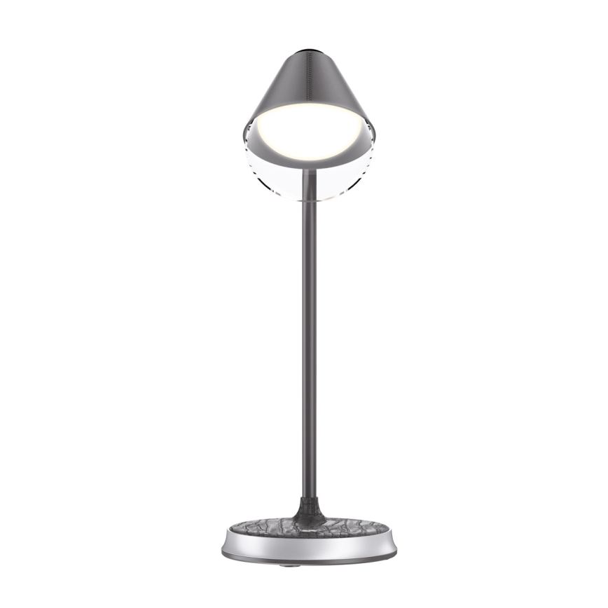LED Stmívatelná stolní lampa s bezdrátovým nabíjením FINCH LED/9W/12/230V šedá/lesklý chrom