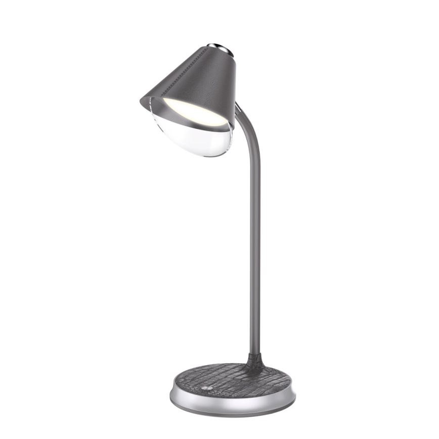LED Stmívatelná stolní lampa s bezdrátovým nabíjením FINCH LED/9W/12/230V šedá/lesklý chrom