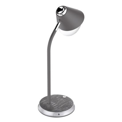 LED Stmívatelná stolní lampa s bezdrátovým nabíjením FINCH LED/9W/12/230V šedá/lesklý chrom